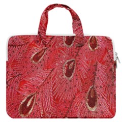 Red Peacock Floral Embroidered Long Qipao Traditional Chinese Cheongsam Mandarin MacBook Pro 16  Double Pocket Laptop Bag 