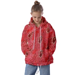 Red Peacock Floral Embroidered Long Qipao Traditional Chinese Cheongsam Mandarin Kids  Oversized Hoodie