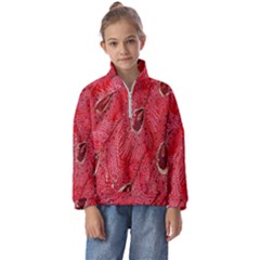 Red Peacock Floral Embroidered Long Qipao Traditional Chinese Cheongsam Mandarin Kids  Half Zip Hoodie