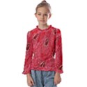 Red Peacock Floral Embroidered Long Qipao Traditional Chinese Cheongsam Mandarin Kids  Frill Detail T-Shirt View1