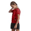 Red Peacock Floral Embroidered Long Qipao Traditional Chinese Cheongsam Mandarin Kids  Frill Chiffon Blouse View2