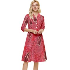 Red Peacock Floral Embroidered Long Qipao Traditional Chinese Cheongsam Mandarin Classy Knee Length Dress