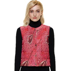 Red Peacock Floral Embroidered Long Qipao Traditional Chinese Cheongsam Mandarin Women s Button Up Puffer Vest