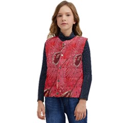 Red Peacock Floral Embroidered Long Qipao Traditional Chinese Cheongsam Mandarin Kid s Button Up Puffer Vest	