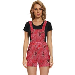 Red Peacock Floral Embroidered Long Qipao Traditional Chinese Cheongsam Mandarin Short Overalls