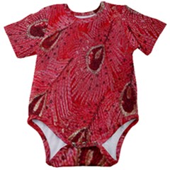 Red Peacock Floral Embroidered Long Qipao Traditional Chinese Cheongsam Mandarin Baby Short Sleeve Bodysuit by Ket1n9