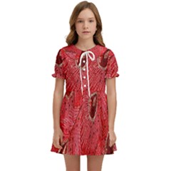 Red Peacock Floral Embroidered Long Qipao Traditional Chinese Cheongsam Mandarin Kids  Sweet Collar Dress