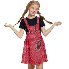Red Peacock Floral Embroidered Long Qipao Traditional Chinese Cheongsam Mandarin Kids  Apron Dress