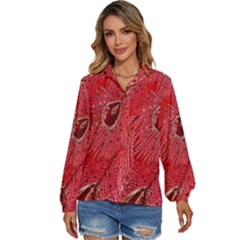 Red Peacock Floral Embroidered Long Qipao Traditional Chinese Cheongsam Mandarin Women s Long Sleeve Button Up Shirt