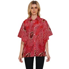 Red Peacock Floral Embroidered Long Qipao Traditional Chinese Cheongsam Mandarin Women s Batwing Button Up Shirt