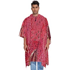 Red Peacock Floral Embroidered Long Qipao Traditional Chinese Cheongsam Mandarin Men s Hooded Rain Ponchos