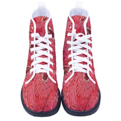 Red Peacock Floral Embroidered Long Qipao Traditional Chinese Cheongsam Mandarin Men s High-Top Canvas Sneakers