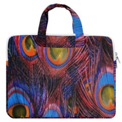 Pretty Peacock Feather Macbook Pro 13  Double Pocket Laptop Bag by Ket1n9