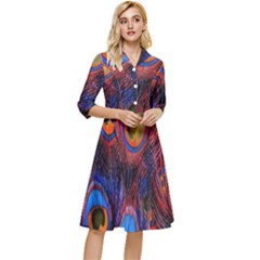 Pretty Peacock Feather Classy Knee Length Dress by Ket1n9