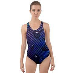 Peacock Feather Retina Mac Cut-out Back One Piece Swimsuit by Ket1n9