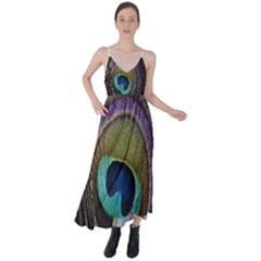 Peacock Feather Tie Back Maxi Dress by Ket1n9