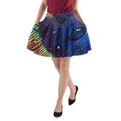 Peacock Feather Retina Mac A-line Pocket Skirt by Ket1n9