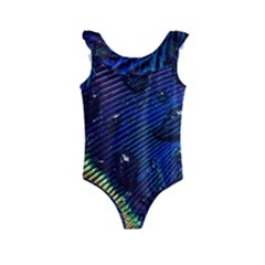 Peacock Feather Retina Mac Kids  Frill Swimsuit by Ket1n9