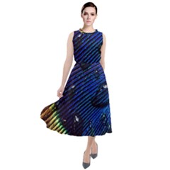 Peacock Feather Retina Mac Round Neck Boho Dress by Ket1n9