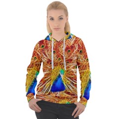 Fractal Peacock Art Women s Overhead Hoodie by Ket1n9