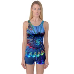 Top Peacock Feathers One Piece Boyleg Swimsuit by Ket1n9