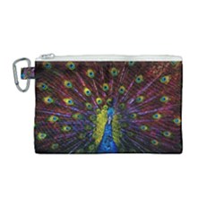 Beautiful Peacock Feather Canvas Cosmetic Bag (medium) by Ket1n9