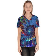 Top Peacock Feathers Women s V-neck Scrub Top by Ket1n9