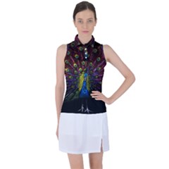 Beautiful Peacock Feather Women s Sleeveless Polo T-shirt by Ket1n9