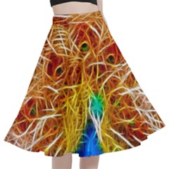 Fractal Peacock Art A-line Full Circle Midi Skirt With Pocket by Ket1n9