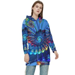 Top Peacock Feathers Women s Long Oversized Pullover Hoodie by Ket1n9