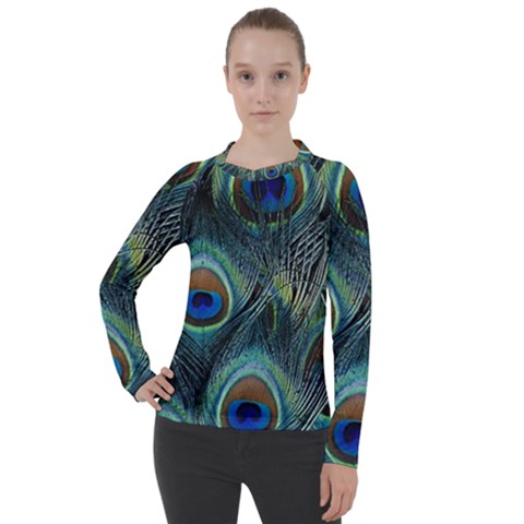 Feathers Art Peacock Sheets Patterns Women s Pique Long Sleeve T-shirt by Ket1n9