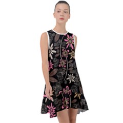 Flower Art Pattern Frill Swing Dress by Ket1n9