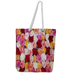 Rose Color Beautiful Flowers Full Print Rope Handle Tote (large) by Ket1n9