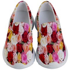 Rose Color Beautiful Flowers Kids Lightweight Slip Ons