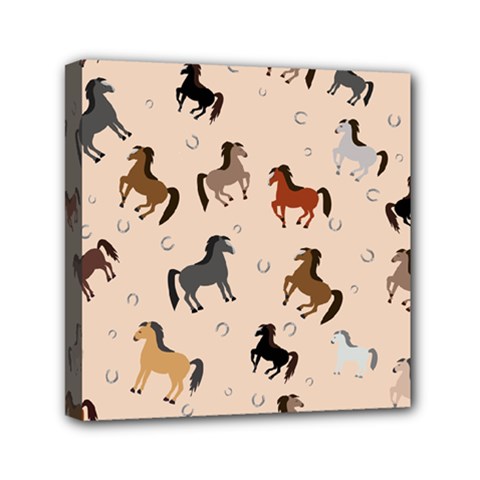 Horses For Courses Pattern Mini Canvas 6  X 6  (stretched) by Ket1n9