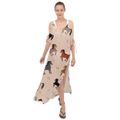 Horses For Courses Pattern Maxi Chiffon Cover Up Dress