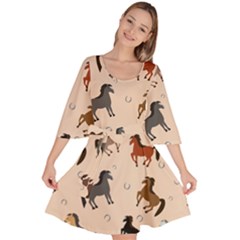 Horses For Courses Pattern Velour Kimono Dress by Ket1n9