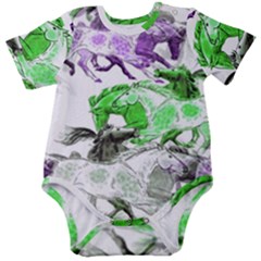 Horse Horses Animal World Green Baby Short Sleeve Bodysuit by Ket1n9