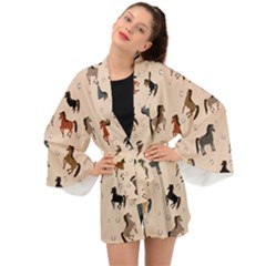 Horses For Courses Pattern Long Sleeve Kimono by Ket1n9