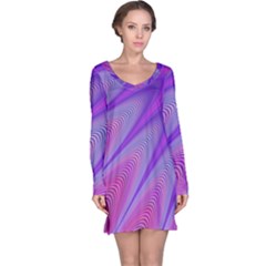 Purple Star Sun Sunshine Fractal Long Sleeve Nightdress by Ket1n9