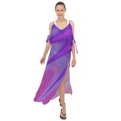 Purple Star Sun Sunshine Fractal Maxi Chiffon Cover Up Dress