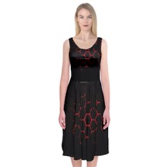 Abstract Pattern Honeycomb Midi Sleeveless Dress