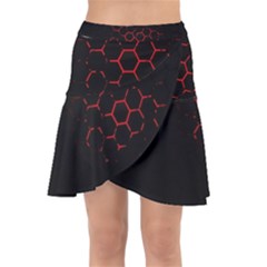 Abstract Pattern Honeycomb Wrap Front Skirt by Ket1n9
