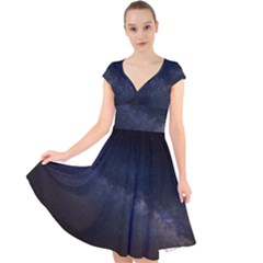 Cosmos Dark Hd Wallpaper Milky Way Cap Sleeve Front Wrap Midi Dress by Ket1n9