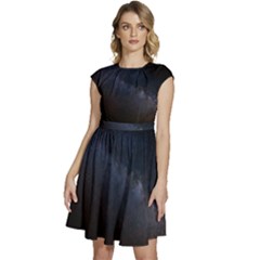 Cosmos Dark Hd Wallpaper Milky Way Cap Sleeve High Waist Dress by Ket1n9