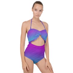 Background Pink Blue Gradient Scallop Top Cut Out Swimsuit