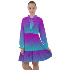 Background Pink Blue Gradient All Frills Chiffon Dress