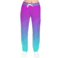 Background Pink Blue Gradient Women Velvet Drawstring Pants