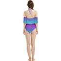 Background Pink Blue Gradient Halter Flowy Bikini Set  View2