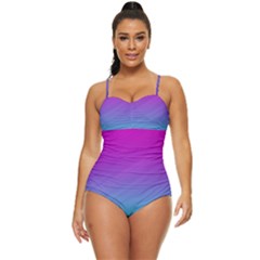 Background Pink Blue Gradient Retro Full Coverage Swimsuit